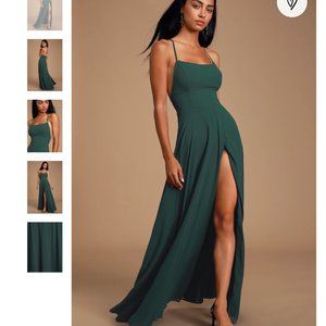 Lulu's Forest Green Backless Maxi Dress